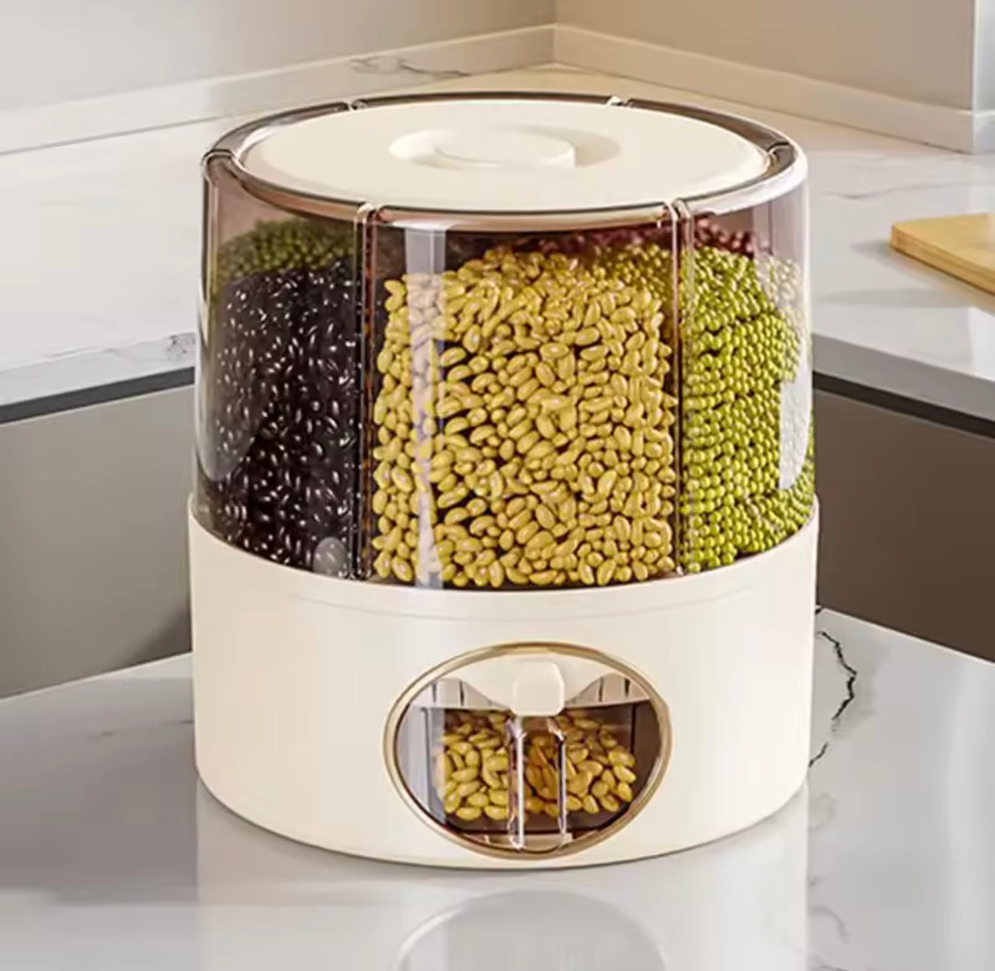 6 Grid Food Grain Storage Container, Kitchen Storage Bucket, 6 Grid Rice Dispenser, Rotating Cereal Container 6 Grid Food Grain Storage Container, Kitchen Storage Bucket, 6 Grid Rice Dispenser, Rotating Cereal Container